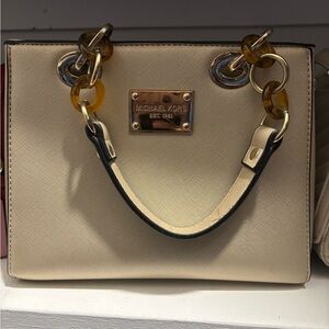 Michael Kors Beige Satchel with Gold Details